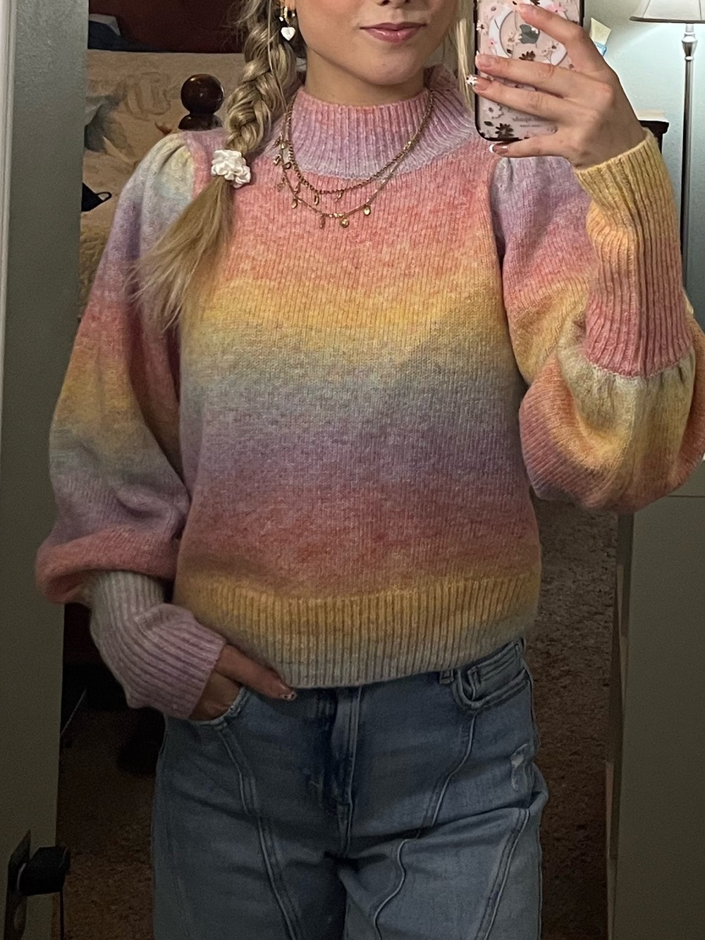 A loves A NWT Pastel Ombre Turtleneck Sweater - Women's Rainbow Stripe Knit